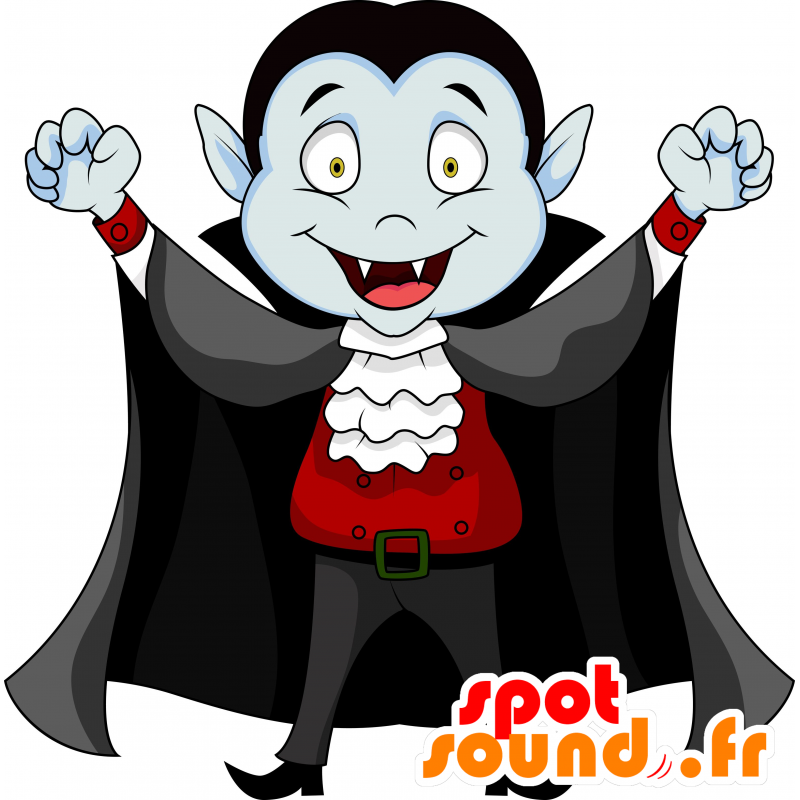 Vampire maskot med en stor svart kappe - MASFR030196 - 2D / 3D Mascots