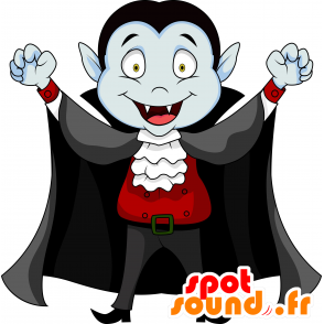 Mascotte Vampiro con un grande mantello nero - MASFR030196 - Mascotte 2D / 3D