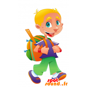 Mascot schoolboy blond cheerful boy - MASFR030200 - 2D / 3D mascots