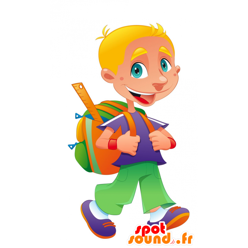 La mascota colegial muchacho alegre rubia - MASFR030200 - Mascotte 2D / 3D