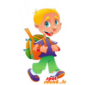 Mascotte d'écolier, de garçon blond très souriant - MASFR030200 - Mascottes 2D/3D