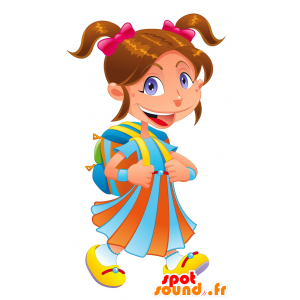 Mascot junge Frau in bunten Mädchen - MASFR030201 - 2D / 3D Maskottchen