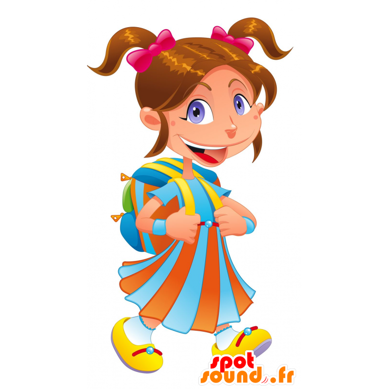 Mascot junge Frau in bunten Mädchen - MASFR030201 - 2D / 3D Maskottchen