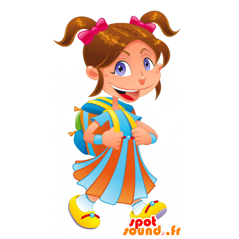 Mascotte de jeune femme, d'adolescente colorée - MASFR030201 - Mascottes 2D/3D