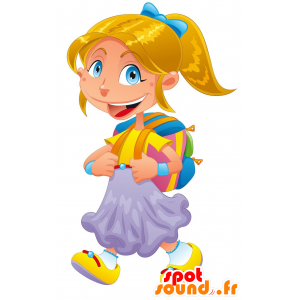 Mascot blond jente med vakre blå øyne - MASFR030202 - 2D / 3D Mascots