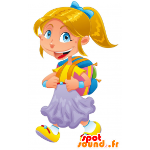 Mascotte de fille blonde avec de jolis yeux bleus - MASFR030202 - Mascottes 2D/3D