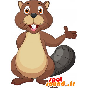 La mascota y el castor marrón amarillento, gigante y divertido - MASFR030203 - Mascotte 2D / 3D