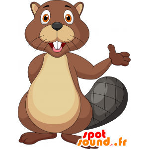 Mascot bruin en beige bever, reus en grappige - MASFR030203 - 2D / 3D Mascottes