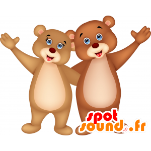 2 karhu maskotteja, yksi uros ja naaras - MASFR030205 - Mascottes 2D/3D