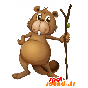 mascotte de castor marron, mignon et poilu - MASFR030206 - Mascottes 2D/3D
