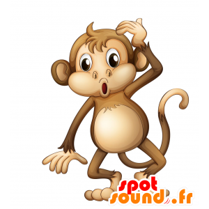Marrón y la mascota del mono de color beige, el aire divertido - MASFR030207 - Mascotte 2D / 3D