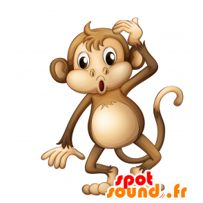 Bruin en beige aap mascotte, het plezier lucht - MASFR030207 - 2D / 3D Mascottes