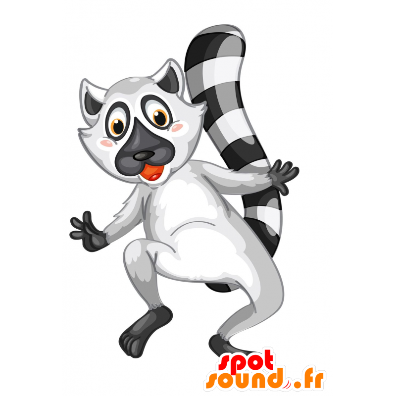 Mascota del lémur gris, blanco y negro - MASFR030209 - Mascotte 2D / 3D