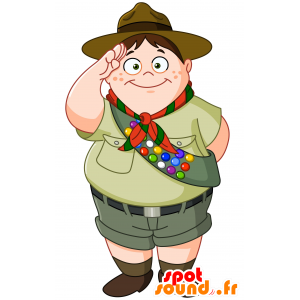 Scout jongen mascotte, obesitas en glimlachend - MASFR030214 - 2D / 3D Mascottes