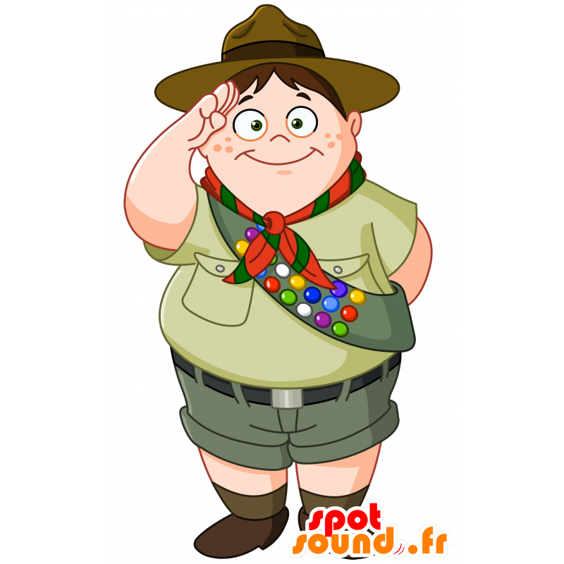 Boy Scout mascota, obesos y sonriente - MASFR030214 - Mascotte 2D / 3D