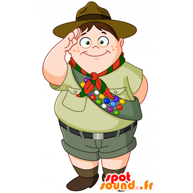 Scout chłopiec maskotka, otyłość i uśmiechnięte - MASFR030214 - 2D / 3D Maskotki