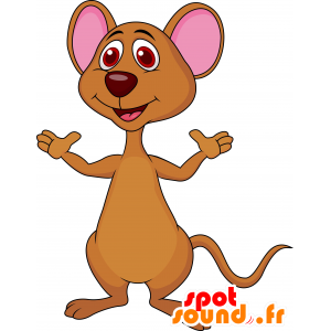 Mascot αρουραίος, καφέ ποντικιού και ροζ - MASFR030216 - 2D / 3D Μασκότ