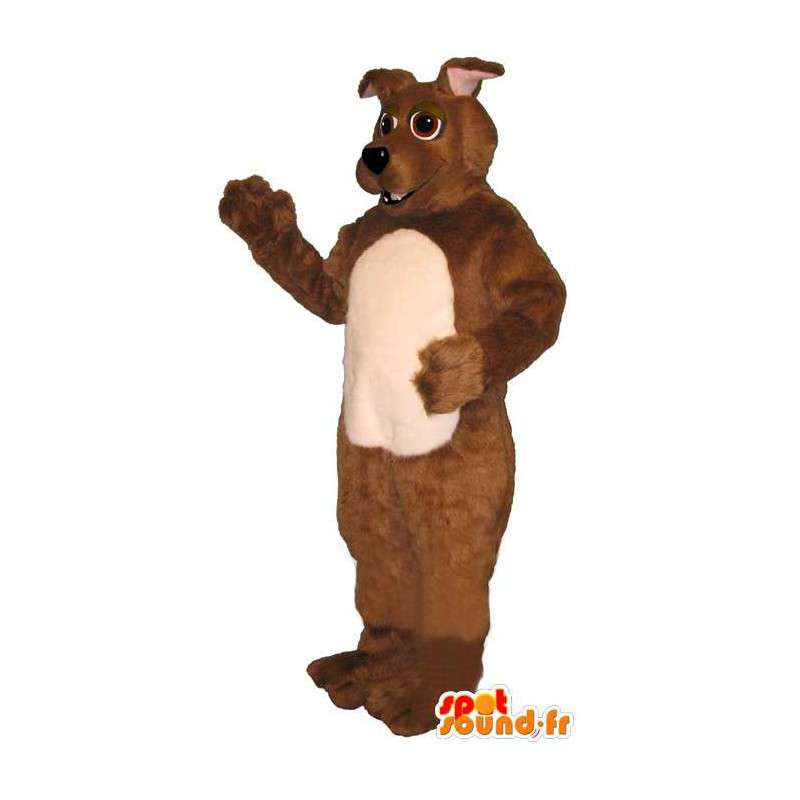 Suit of brown and white dog - Plush all sizes - MASFR007587 - Dog mascots