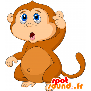 Mascota del mono marrón y beige, ojos azules - MASFR030217 - Mascotte 2D / 3D