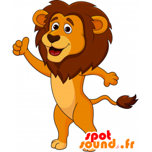 Gul, orange och brun lejonmaskot - Spotsound maskot