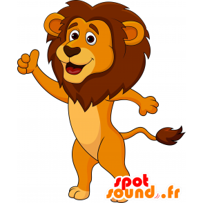 Yellow lion mascot, orange and brown - MASFR030221 - 2D / 3D mascots