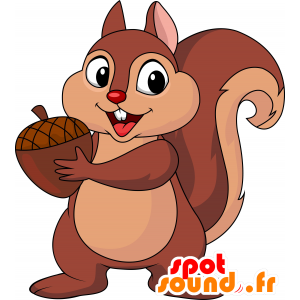 Mascotte marrone e beige scoiattolo, gigante - MASFR030222 - Mascotte 2D / 3D