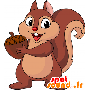 Maskotti ruskean ja beigen orava, jättiläinen - MASFR030222 - Mascottes 2D/3D