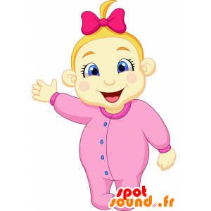 Mascot blonde girl, dressed in pink - MASFR030228 - 2D / 3D mascots