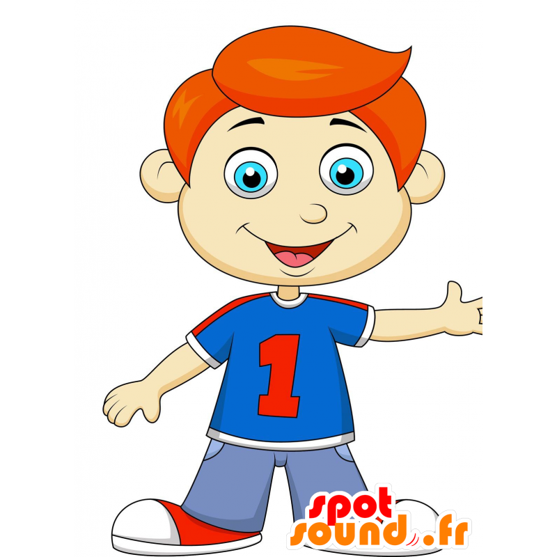 Boy mascotte, lacht gekleed in het blauw de school - MASFR030229 - 2D / 3D Mascottes