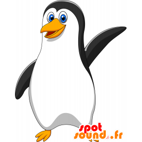 Mascota del pingüino blanco y negro, gordo y divertido - MASFR030235 - Mascotte 2D / 3D