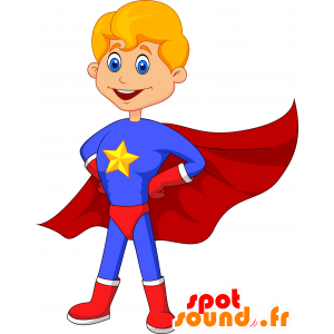 Drengemaskot klædt i superheltøj - Spotsound maskot kostume