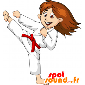 Judoka de la mascota, mujer en kimono. karateka de la mascota - MASFR030240 - Mascotte 2D / 3D