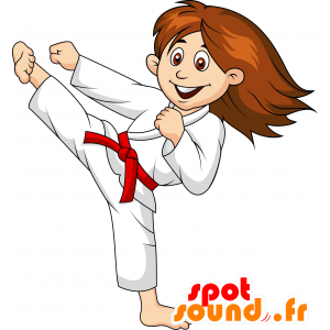 Mascotte judoka, donna in kimono. mascotte karateka - MASFR030240 - Mascotte 2D / 3D