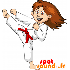 Judoka de la mascota, mujer en kimono. karateka de la mascota - MASFR030240 - Mascotte 2D / 3D