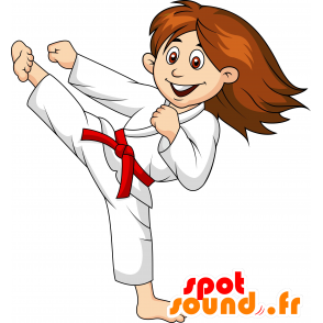 Mascotte judoka, donna in kimono. mascotte karateka - MASFR030240 - Mascotte 2D / 3D