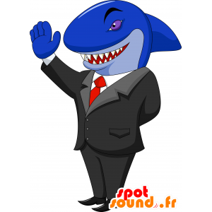 Blå haj maskot kostume, kæmpe - Spotsound maskot kostume