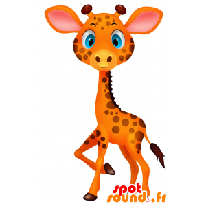 La mascota jirafa amarillo y marrón, muy realista - MASFR030243 - Mascotte 2D / 3D