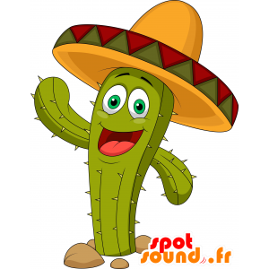 Gigante de la mascota del cactus verde con un sombrero - MASFR030246 - Mascotte 2D / 3D