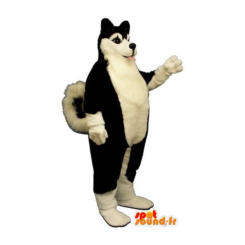 Sort og hvid hundemaskot - Spotsound maskot kostume