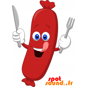 Mascot red sausage, huge and funny - MASFR030250 - 2D / 3D mascots