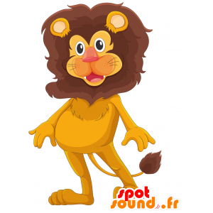 Geel leeuw mascotte, oranje en bruin - MASFR030252 - 2D / 3D Mascottes