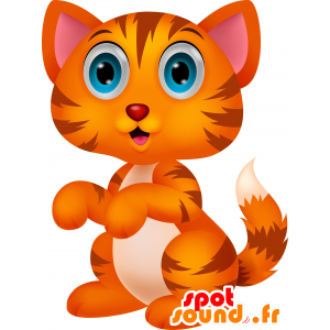 Orange, vit och brun tigermaskot. Baby tiger - Spotsound maskot