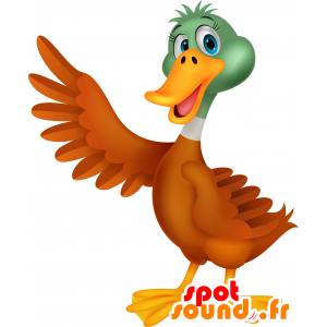 Mascota del pato de color marrón y amarillo, muy exitoso - MASFR030254 - Mascotte 2D / 3D