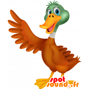 Pato mascote marrom e amarelo, muito bem sucedida - MASFR030254 - 2D / 3D mascotes