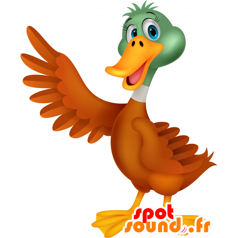 Mascota del pato de color marrón y amarillo, muy exitoso - MASFR030254 - Mascotte 2D / 3D