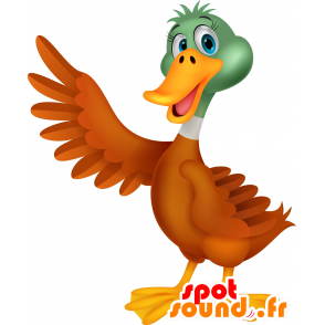 Pato mascote marrom e amarelo, muito bem sucedida - MASFR030254 - 2D / 3D mascotes