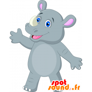 Mascot gray rhinoceros, giant cute - MASFR030255 - 2D / 3D mascots