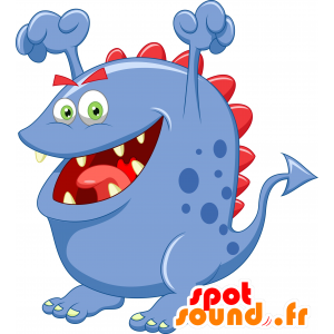 Azul mascote e monstro vermelho, divertimento - MASFR030260 - 2D / 3D mascotes