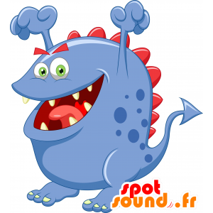 Mascot blauw en rood monster, fun - MASFR030260 - 2D / 3D Mascottes
