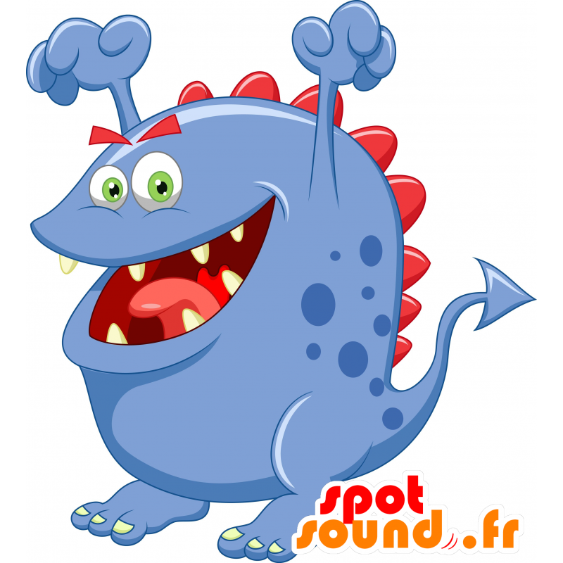 Azul de la mascota y el monstruo rojo, diversión - MASFR030260 - Mascotte 2D / 3D